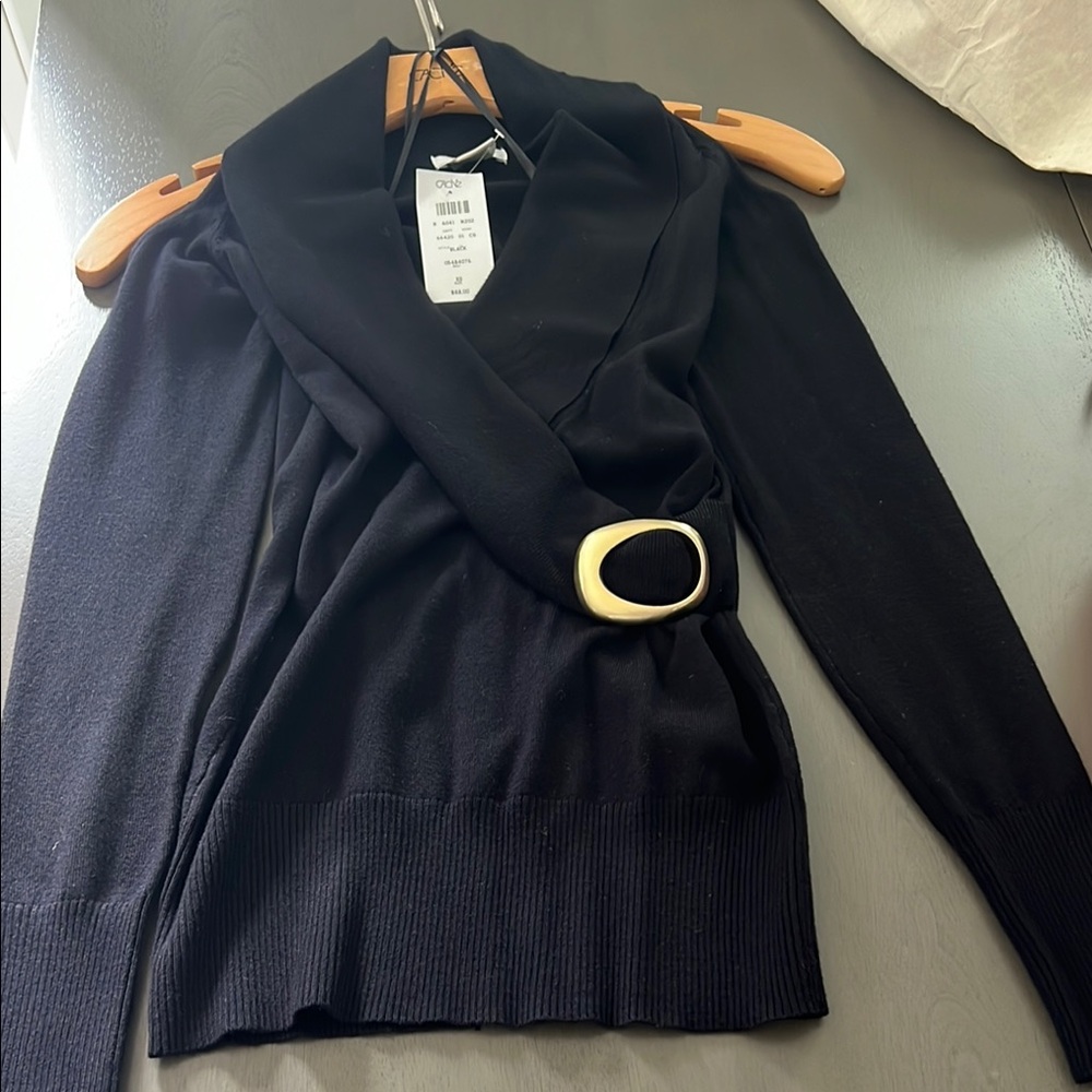 Black Sweater with Gold Buckle